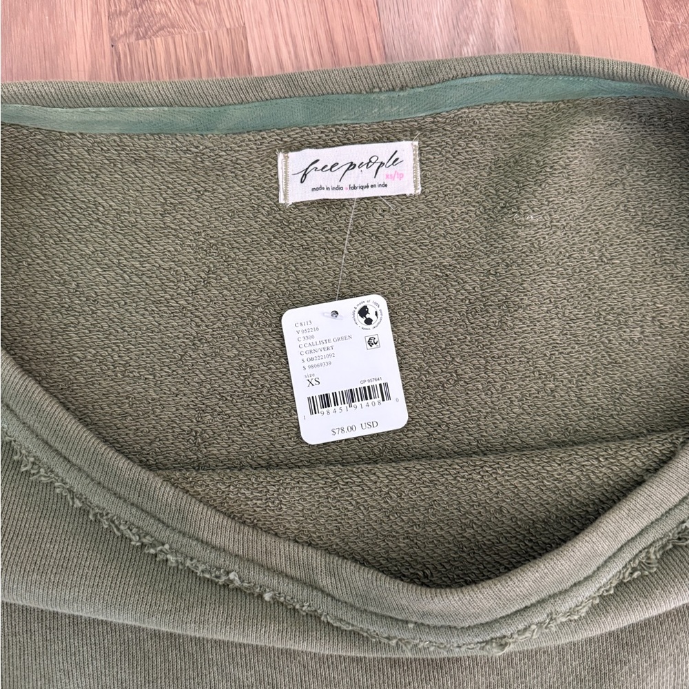 Free People Conrad Pullover - Size XS in Calliste Green (NWT) - READ NOTE - Picture 6 of 8